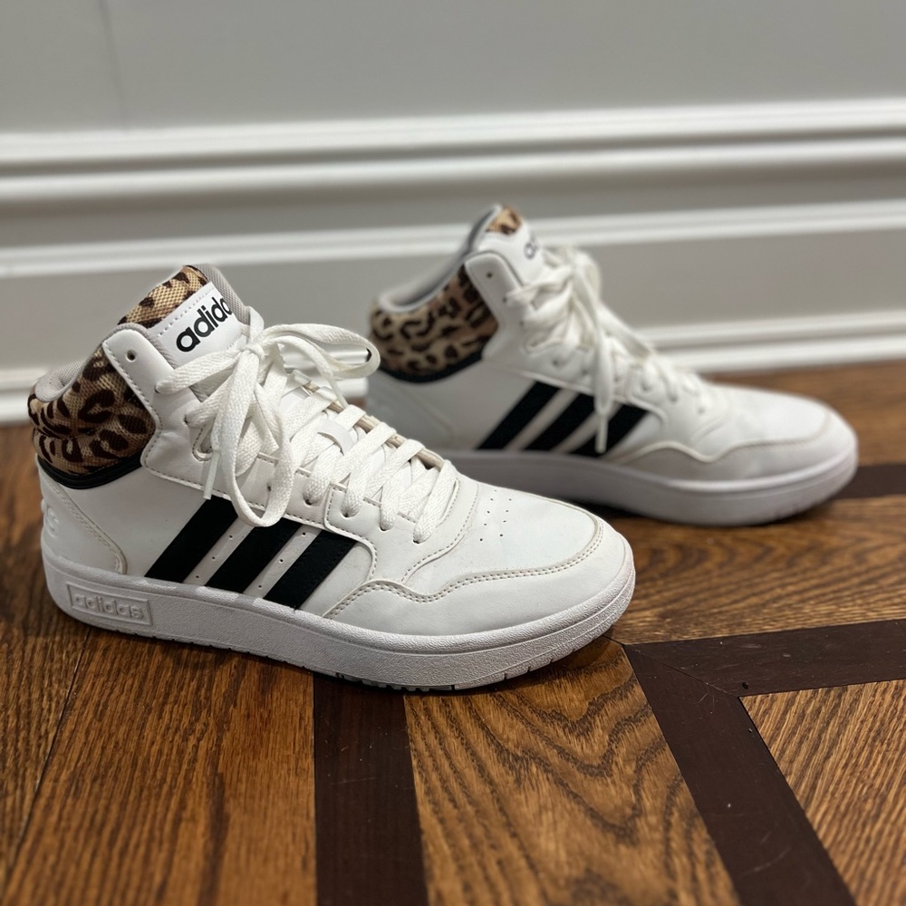 Adidas women’s high top sneakers size 9 - leopard detail